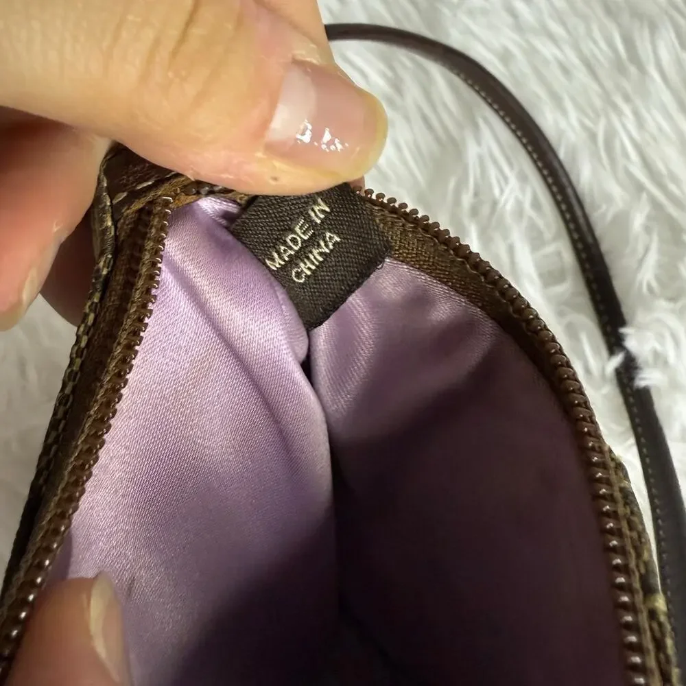 y2k COACH Brown Signature Canvas Wristlet